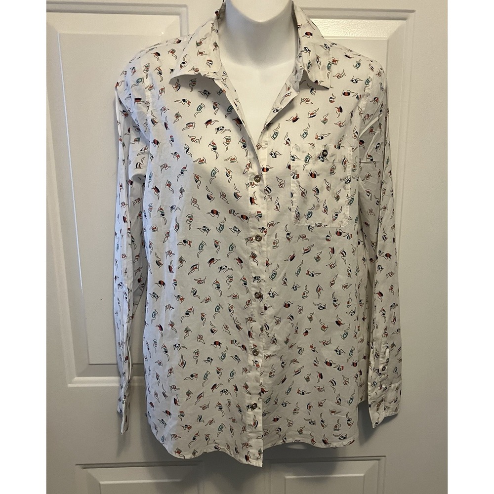 NWT C Wonder by Christian Siriano Sz Small Button Up Shirt White Women's
